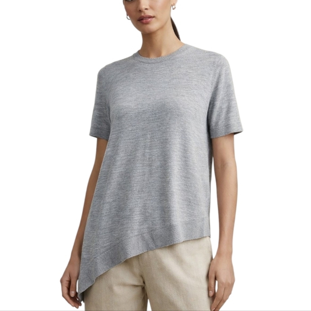 Banana Republic Merino Wool Sweater Women Small Asymmetrical Grey Parisian Soft